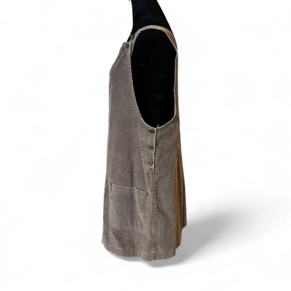 Corduroy Brown Utility Pinafore Dress – Cottagecore Workwear [L] - Picture 2 of 8
